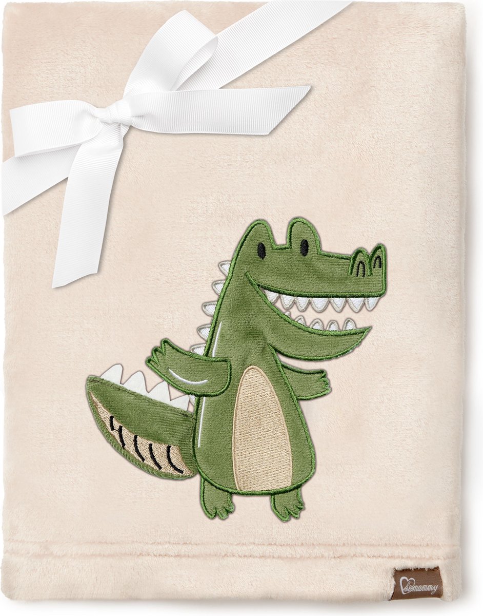 Be Mammy Babydeken - Dekbed - Kinderdeken - Wiegdeken - Dekentje Baby - 76 x 102 cm - Beige - Krokodil - BE-BE20-168-BBL