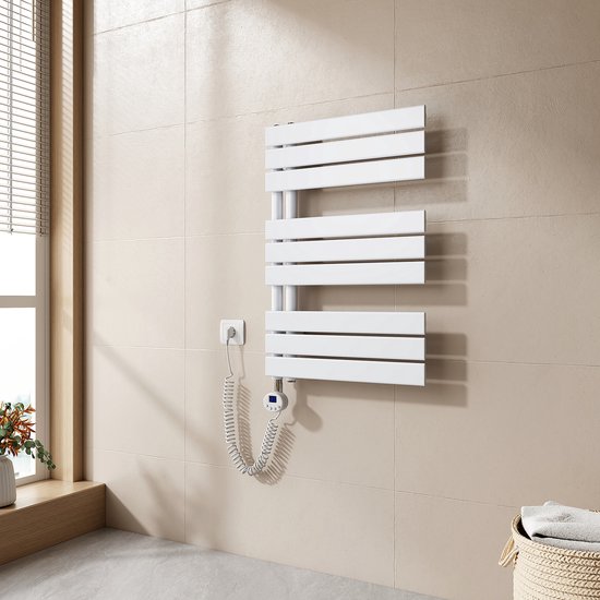 QH - Elektrische handdoek radiator zwart met thermostaat (30 Watt