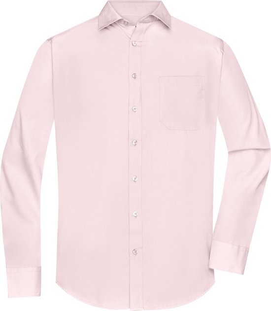 James and Nicholson Heren Longsleeve Poplin Shirt (Lichtroze)
