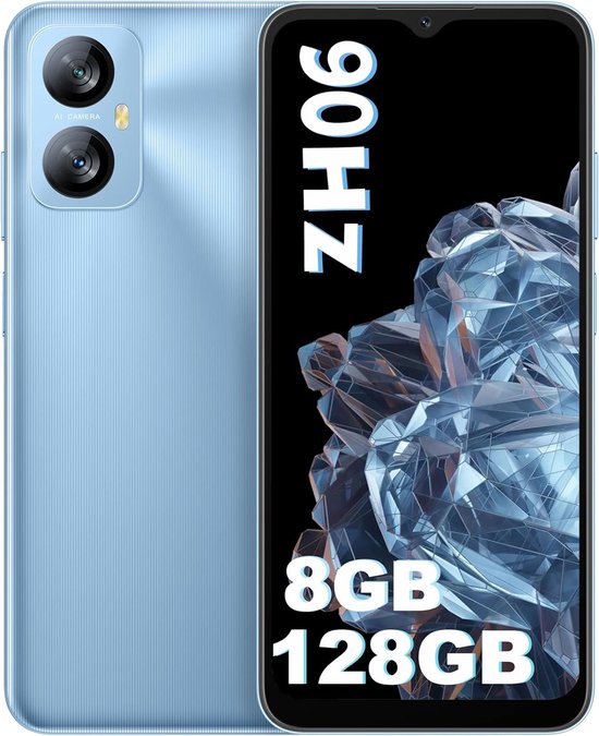 Blackview A52 Pro Android 13 Smartphone 8(4+4)GB+128GB(1TB Externe SD) 6.5 inch Waterdrop Scherm 4G Dual SIM Gezichtsontgrendeling&Vingerafdruk Blauw