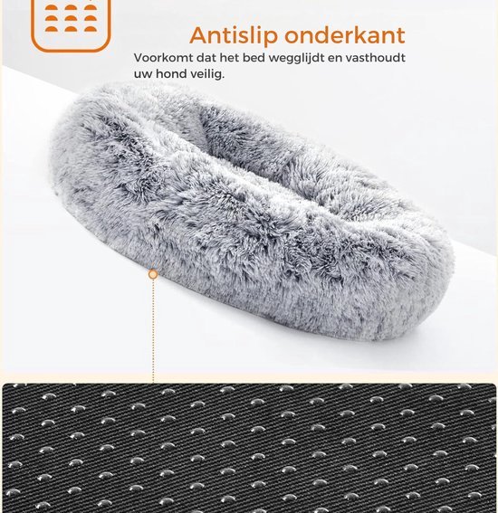 One PETS-TOP® Hondenmand, Hondenkussen, Hondenbed, Donutkussen, Comfortabel Ronde Zachte Cocon Anti Stress Pluche Mandje (Zwart, L 115 x l 115 x H 21 cm