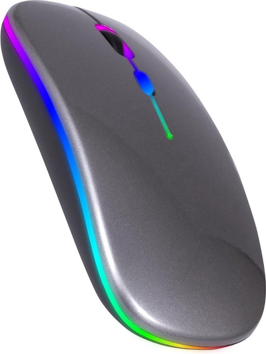 Bluetooth Muis - Draadloos - Extra Stil - 2.4Ghz - RGB LED-Belichting - 1600 DPI - Gaming Muis - Rechtshandig - Oplaadbaar - Geschikt voor alle Laptops - USB Hub