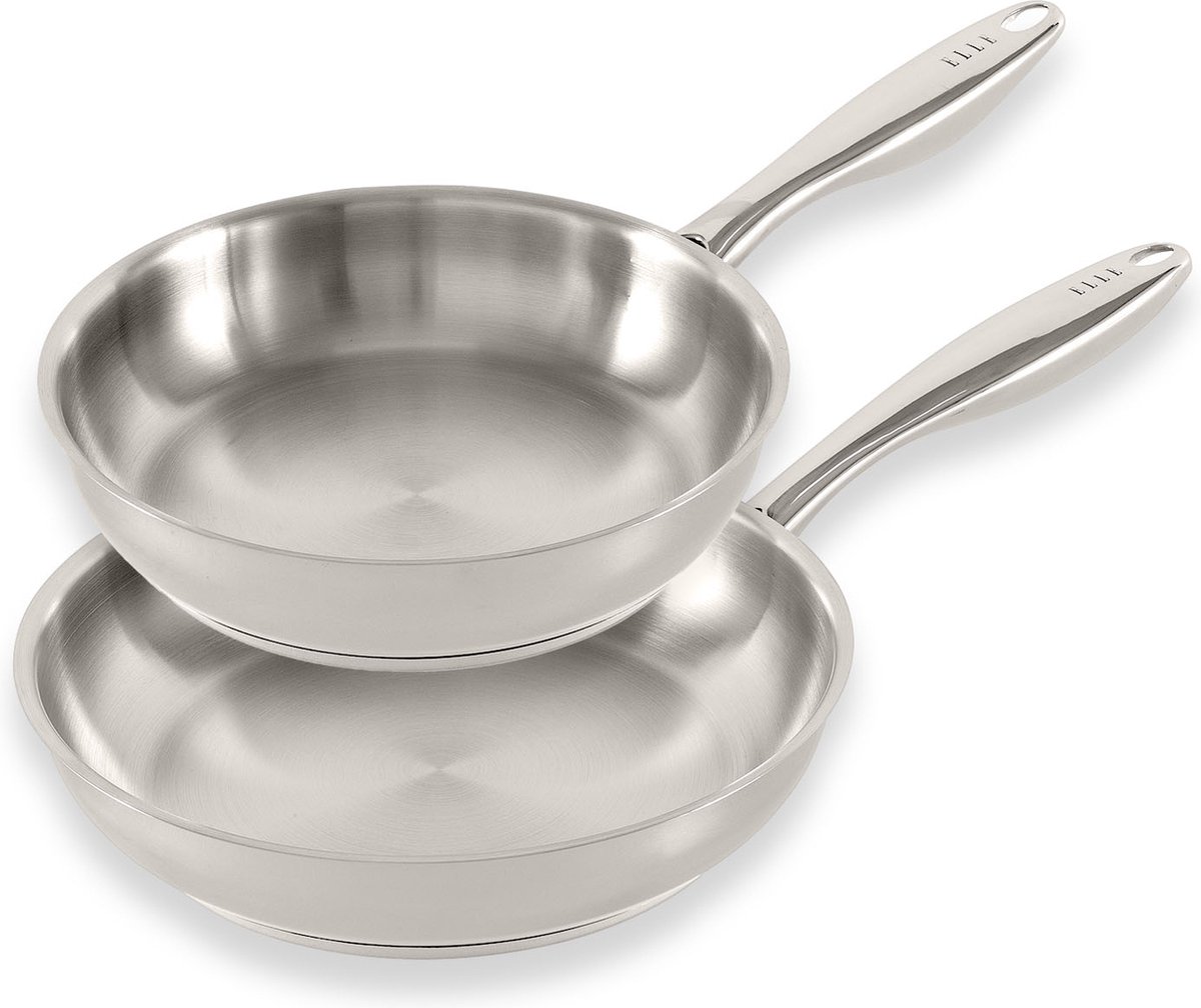 ELLE Gourmet Inox Classique - Koekenpannenset - 2 stuks