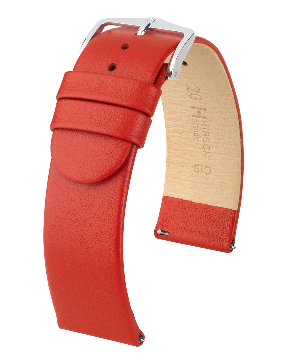 Hirsh Horlogeband - Scandic Rood - Leer - 20 mm