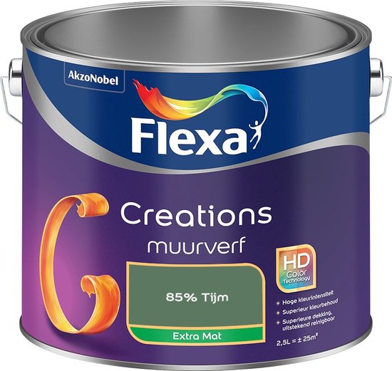 Flexa Creations - Muurverf Extra Mat - 85% Tijm - Mengkleuren Collectie- 2,5 Liter
