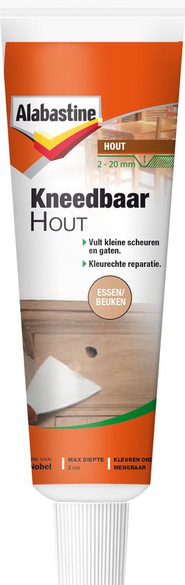 Alabastine Kneedbaar Hout Essen/Beuken, voor kleine scheuren en gaten.