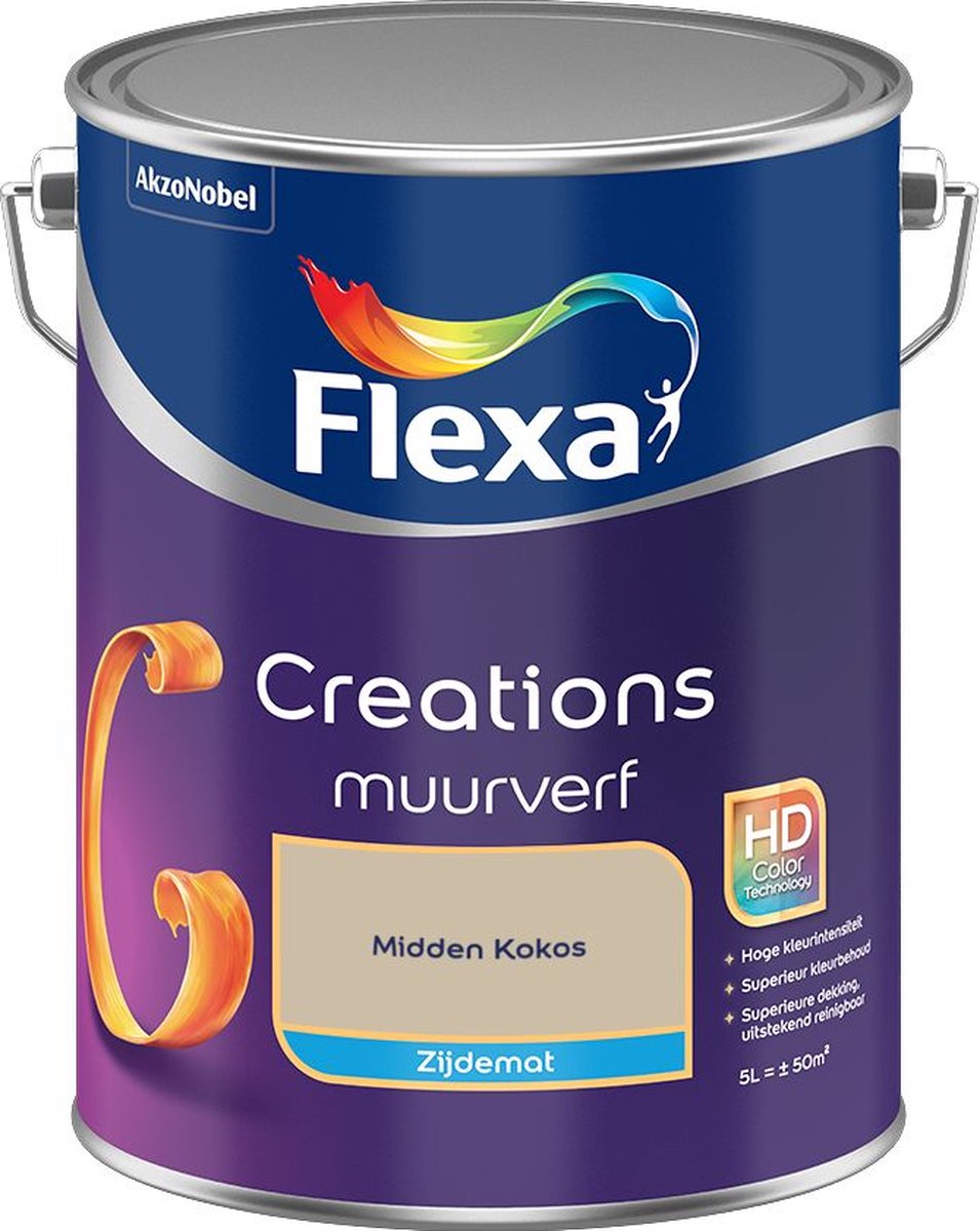Flexa Creations Muurverf Zijdemat Midden Kokos 5 L
