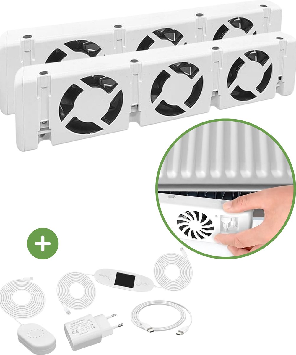 Radiator Ventilator Voor Sneller Verwarmen Van Kamers - Bespaar op je Energierekening - Geruisloos - Verwarming Ventilatie - 2 Stuks - Universeel Verstelbaar - Geschikt voor elke Radiator / Convector