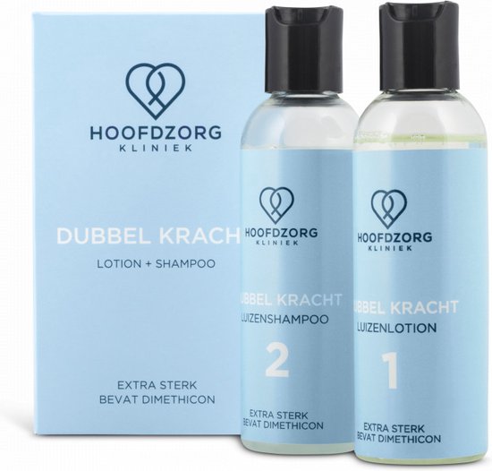 Dubbel kracht (luizenlotion en luizenshampoo) van HoofdZorg Kliniek - twee flessen met in totaal 200ml - met dimethicone - hoofdluizen lotion uit de kliniek en luizen shampoo gebaseerd hierop