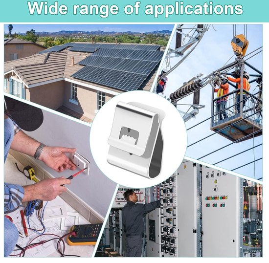 Zonnemodule Kabelclips 50 Stuks Roestvrij Staal Pv Kabelklemmen Hangende Draadklemmen 4-draads Kabelclips Fotovoltaïsche Kabel Clips Zonnepaneel Kabelklemmen Voor Elektrische Kabelbeheer