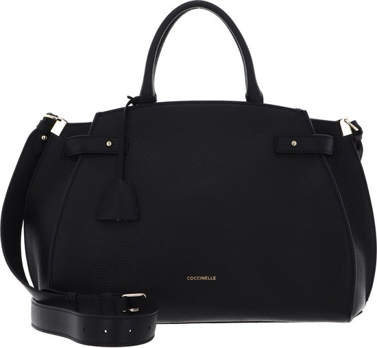 COCCINELLE Cuir Sac à main Sac à épaule bandoulière Kliche Handbag Grained Leather Noir