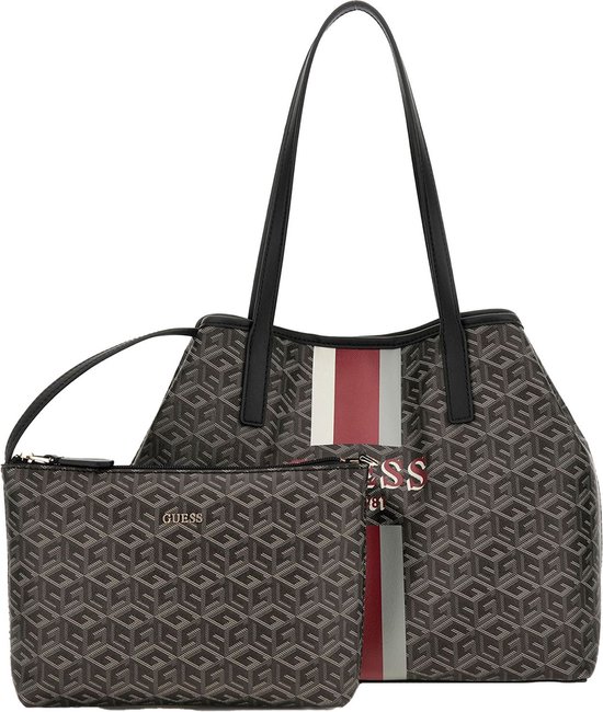 GUESS Sac à épaule Vikky II 2 In 1 Tote Charcoal Logo Multicolore