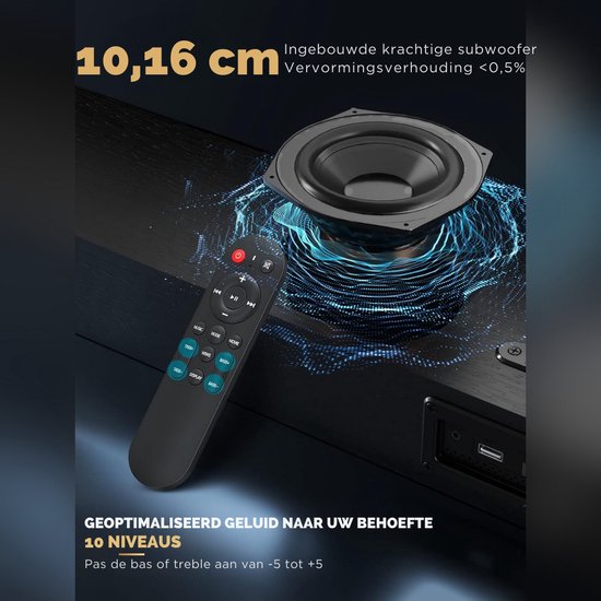 Soundbar Met Ingebouwde Subwoofer – Soundbars Voor TV 150 Watt – Met Afstandsbediening - Home Cinema System - Soundbar Surround Sound — afbeelding 2