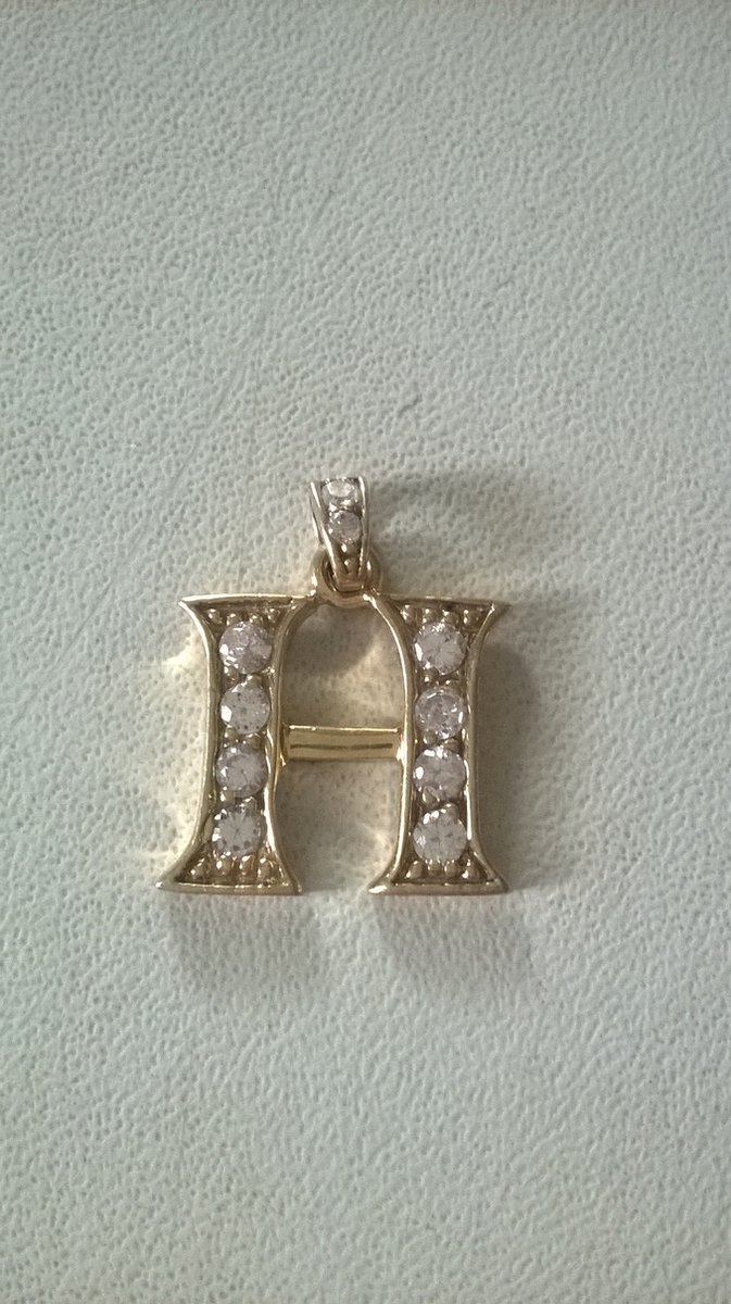 Gemstones-silver letterhanger H 925-sterling zilver en 14 K goudverguld met zirkonia