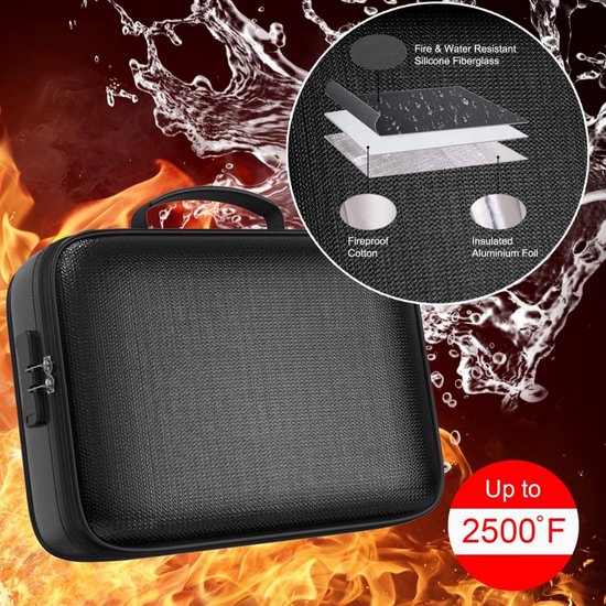 brandwerende documententas | Brandwerende waterdichte tas Envelop Pouch Container voor A4-documenten Paspoort Bankbestand Geld Kostbaarheden | Gemaakt van siliconen glasvezel Uptodate