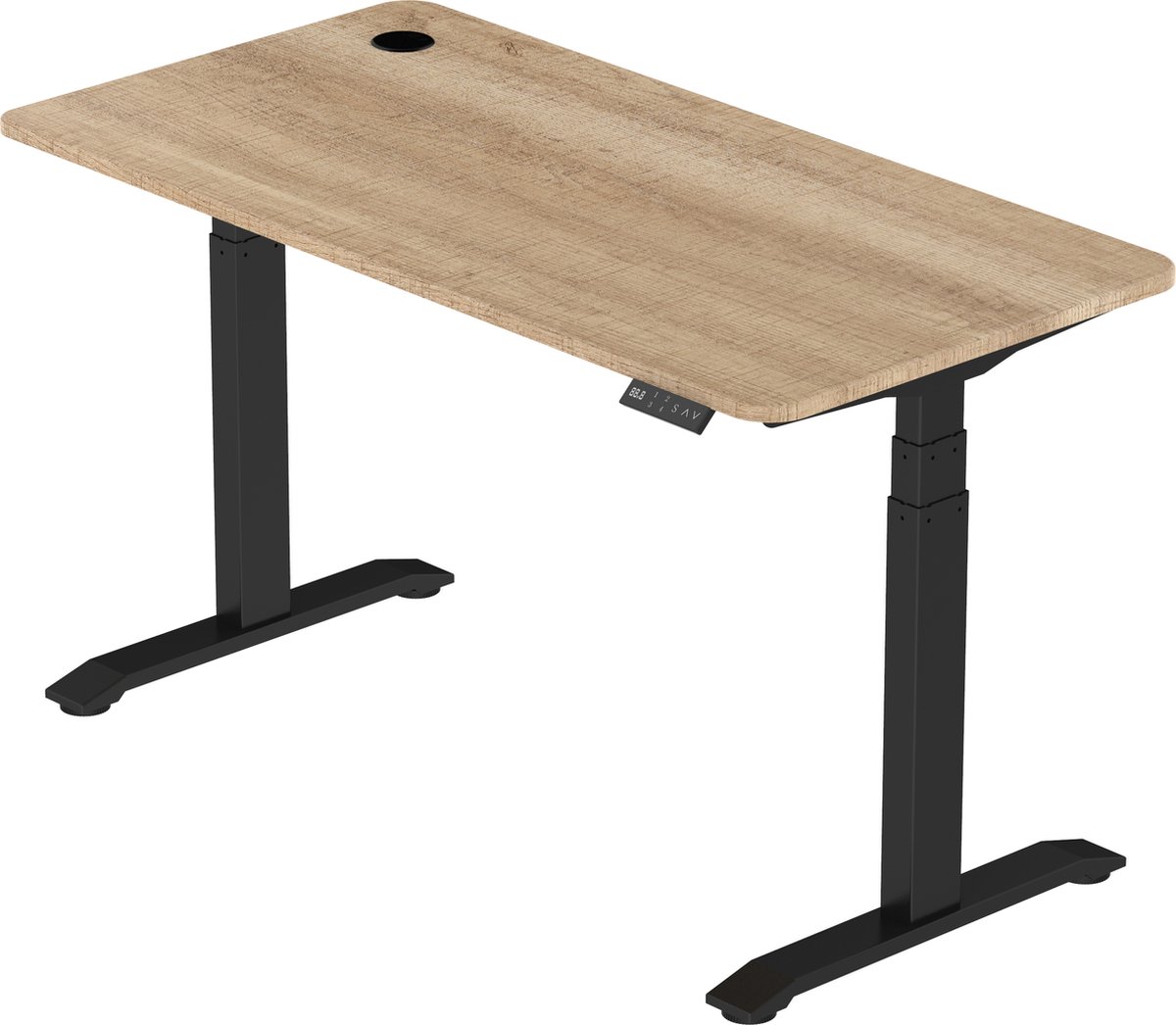 Elektrisch Verstelbaar Zit-Sta Bureau | Ergonomisch, Stijlvol en Kwalitatief | 160 x 70 cm Zwart - Vintage Eiken | NPR Hoogte 65 - 130 cm