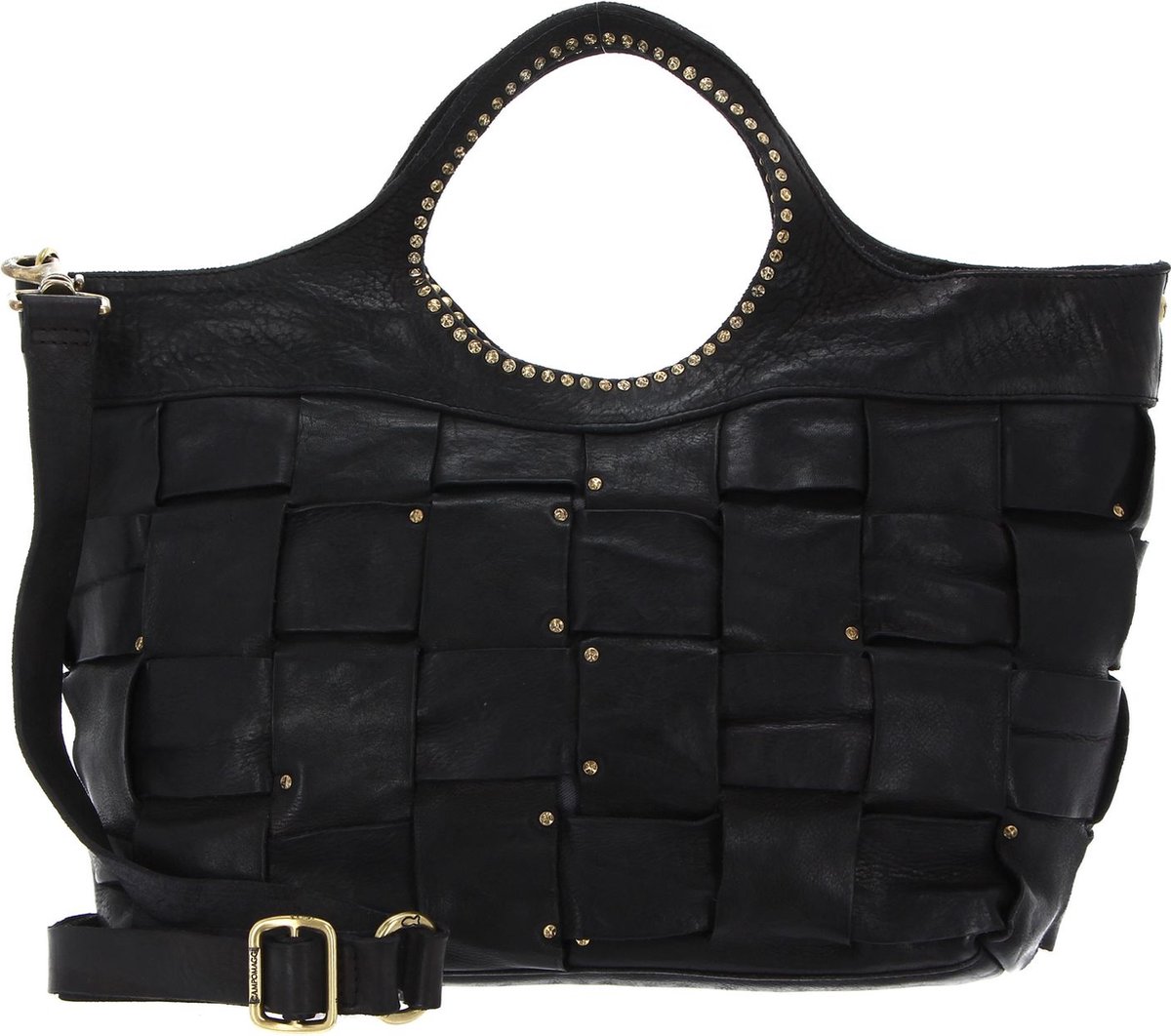 CAMPOMAGGI Leren Handtas Shopper Shopping Bag Nero Zwart
