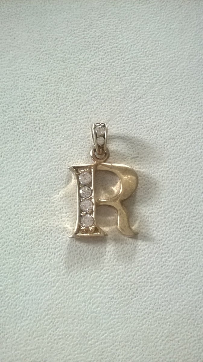 Gemstones-silver letterhanger R 925-sterling zilver en 14 K goudverguld met zirkonia