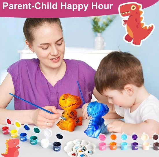 DIY-LAOESE Verf je eigen Dinosauruslamp Kit, Kunstbenodigdheden Kunst- en Knutselset, Schilderkit voor Kinderen 6-12, Dinosaurus Speelgoed voor Jongens Meisjes en Kinderen, Jongens Meisjes Verjaardag