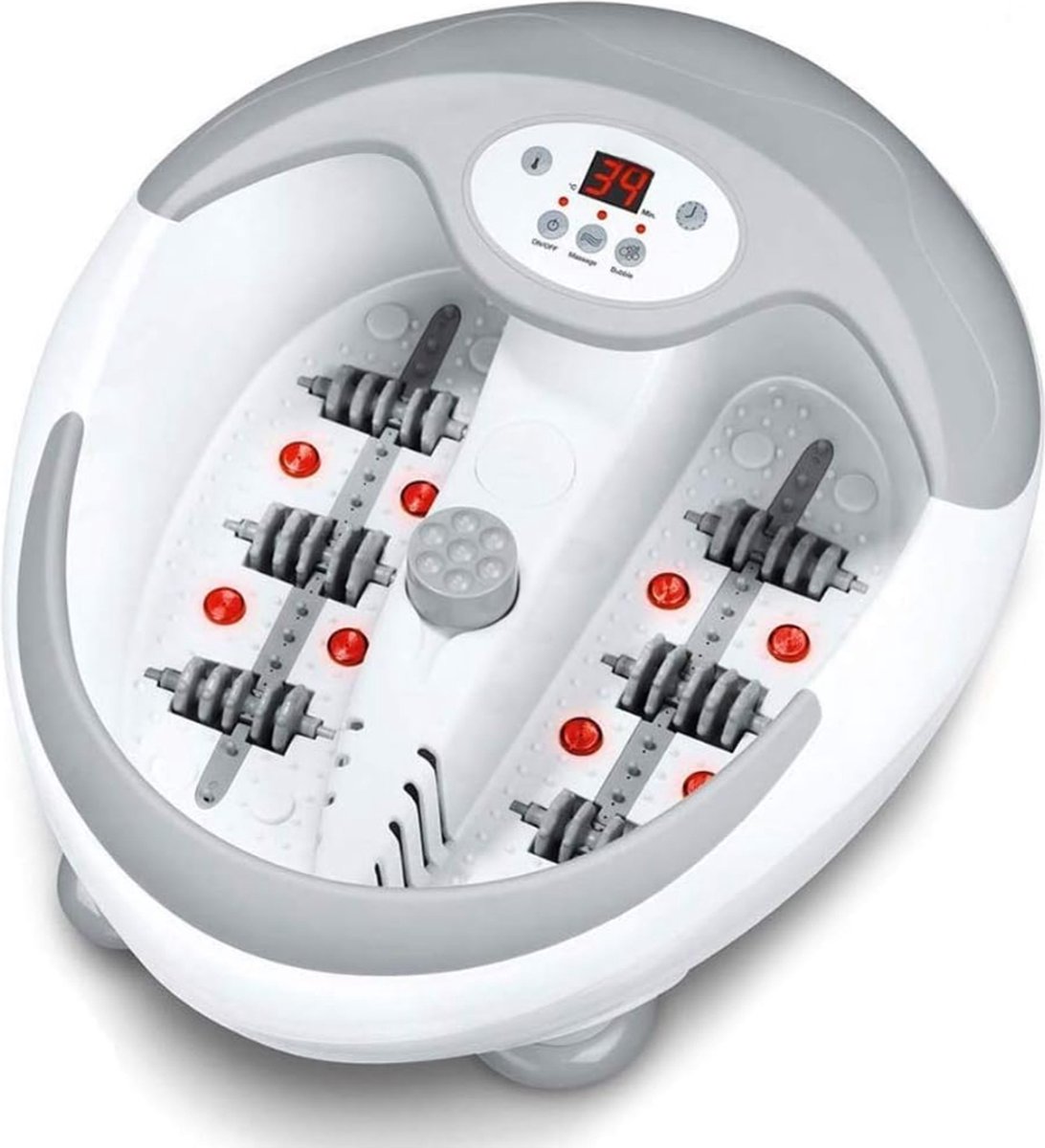 Goedkoopste Voetspa met boiler - Voetbad met infraroodlicht en magnetische therapie - 3 pedicurehulpstukken - 5 niveaus vibratie - Bubbel- en reflexologische massagefuncties Voetmassage