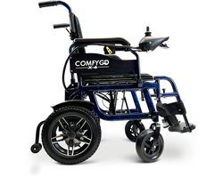 Comfygo X-6 Elektrische Rolstoel voor volwassenen, Lichtgewicht, Opvouwbaar, 20AH Li-ion batterij, bereik tot 30 km, Blauw, 51cm