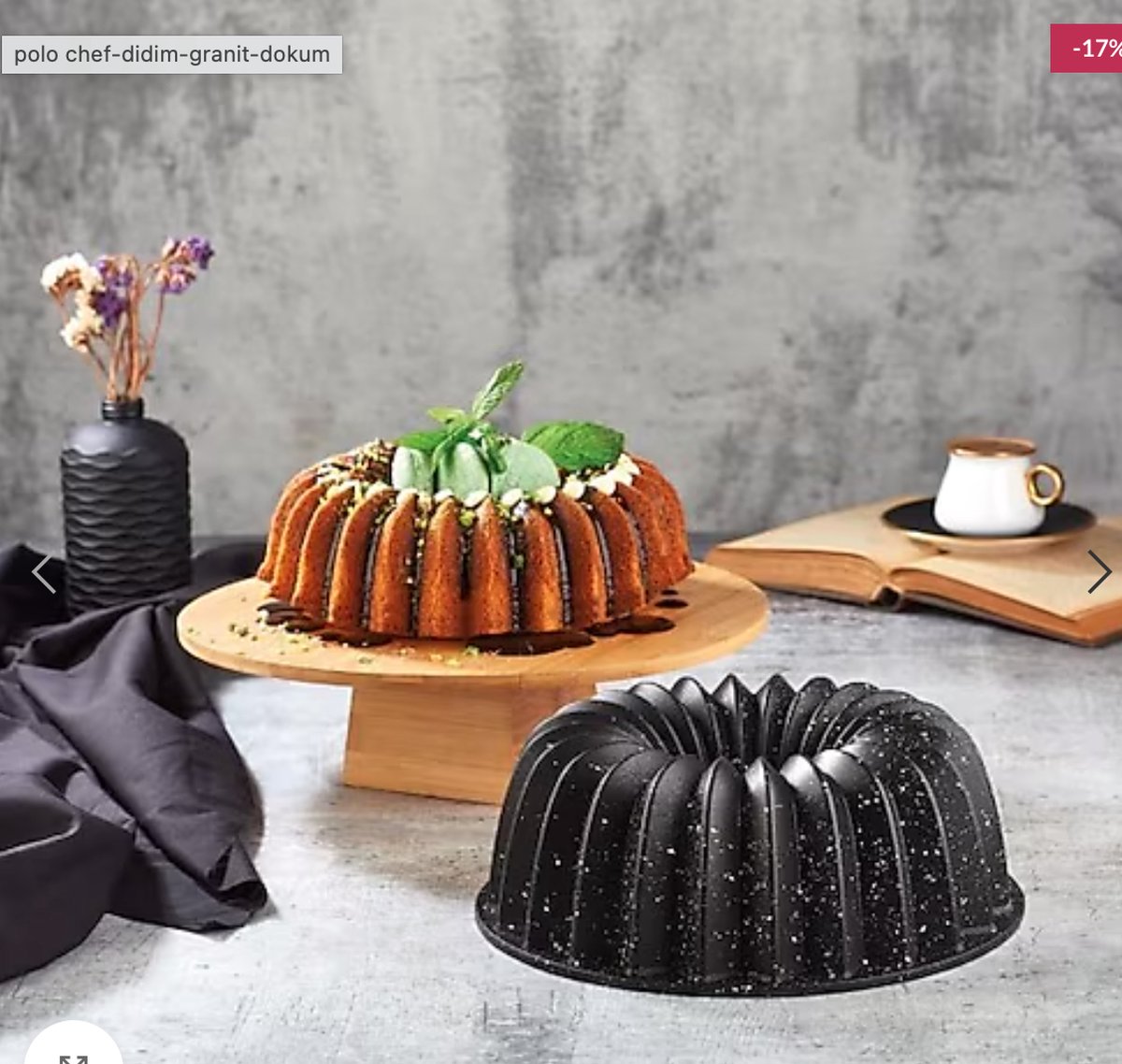 Polochef Damla - Graniet Bakvorm - 26 cm - Non-Stick - Zwart