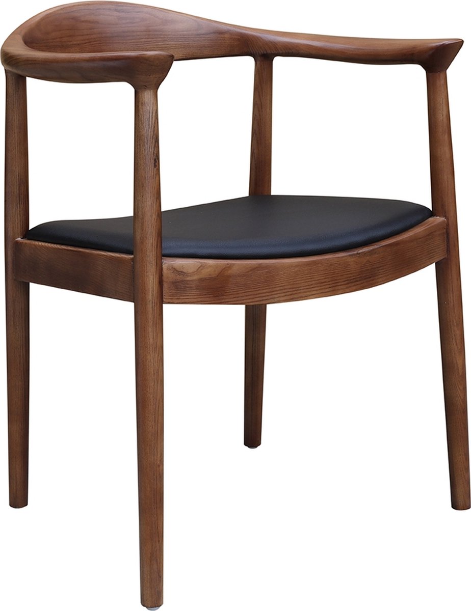 OHNO Furniture Lahti Eetkamerstoel - Essenhout, Walnoothout, PU-Leer, Modernemeubels, Eetkamerstoel, Bruin