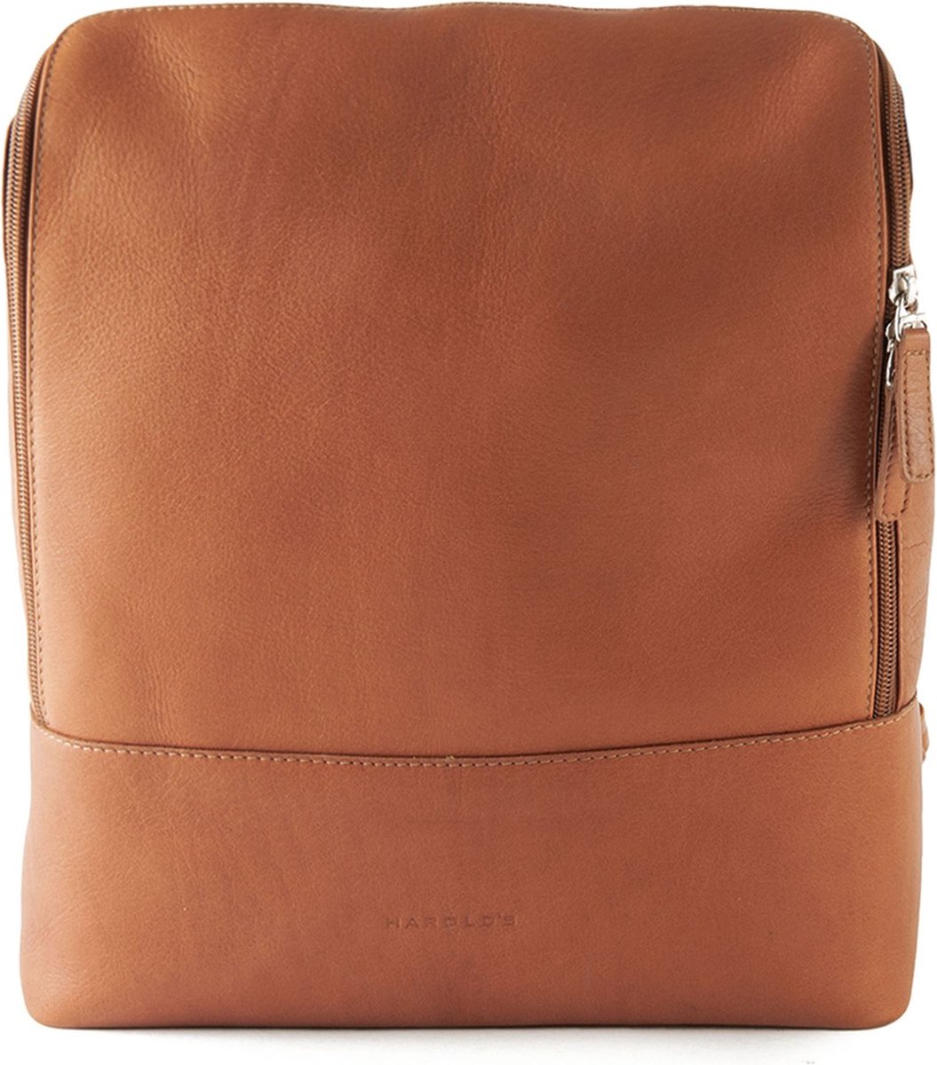 HAROLD'S Leren Vrije tijd rugzak Rugzak met laptopvak Campo U-City-Backpack Cognac Lichtbruin
