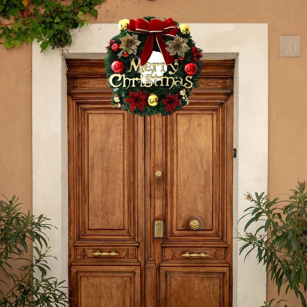 Mygroot - Kerstkrans - 40 cm - voor Voordeur - Rode Raam Muur Deur - Vrolijk Kerstfeest - Decoraties 2025 - Garland Ornament - Nieuwjaar - Navidad – foto 5