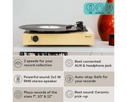 Auna Platenspeler met luidspreker - Doe-het-zelf platenspeler set - Retro - Moderne home audio platenspeler - Vinyl platenspeler - Licht taupe