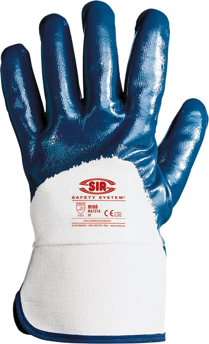 SIR SAFETY MIRÒ AREATED Werkhandschoenen Blauw Tuinhandschoenen 12 Stuks - NBR - Slijt Schuur En Scheurvast - Zware Katoenen Voering
