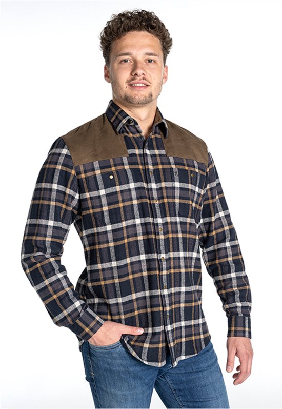 Browning Hemd - Heren - Francis - Geruit - Premium Jacht Merk - Blauw - XL