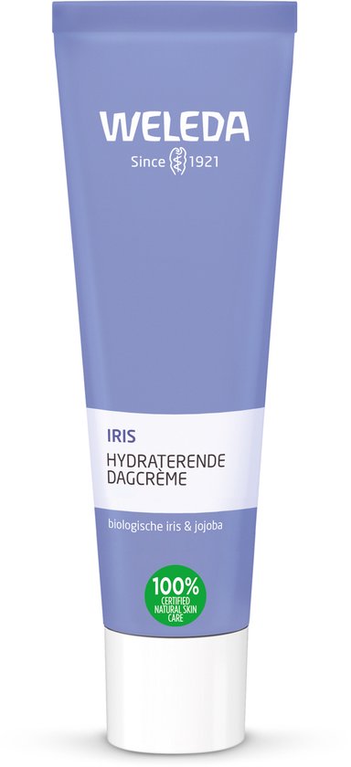 Foto: Weleda iris hydraterende dagcr me iris extract normale tot droge huid reguleert vochtbalans bevordert zelfregulerende eigenschappen van de huid beschermt huid tegen invloeden van buitenaf 100 natuurlijke ingredi nten 30ml