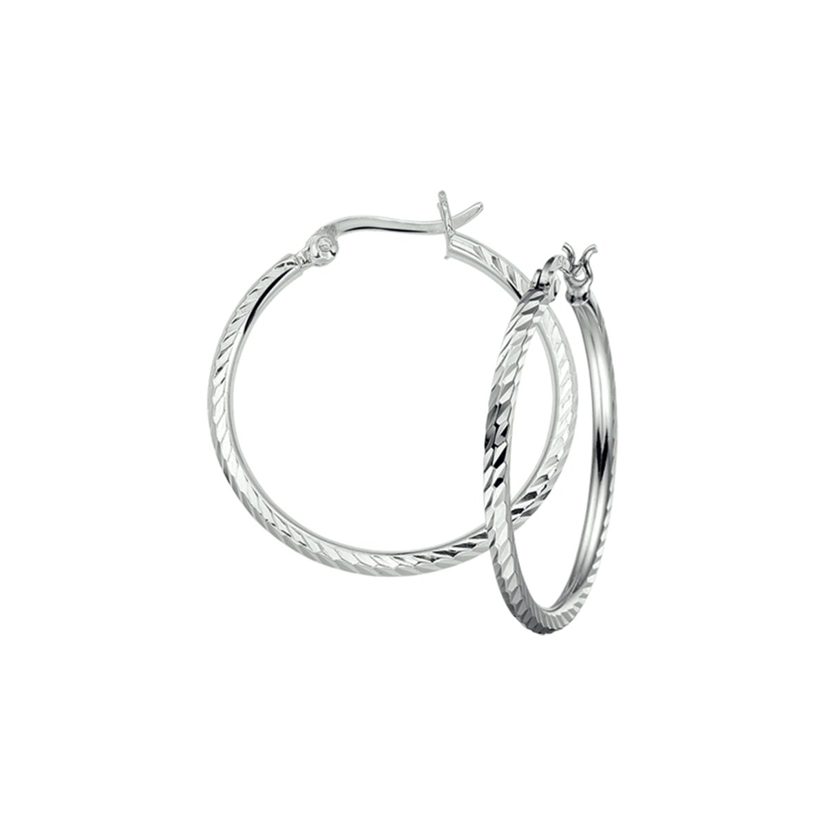 Glams oorringen gediamanteerd - 30 mm - Zilver op Prijzenvolger.com