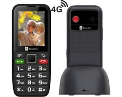 SeniorCom T24 - Senioren Mobiele Telefoon 4G met Camera, SOS-Functie, Grote Knoppen & Oplaadstation - 7 Dagen per Week Telefonische Klantenservice - Grootste Batterij in de Markt (1800 mAh) - Simlockvrije GSM, Ideaal voor Ouderen & Eenvoudig Gebruik