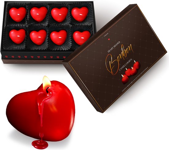 MikaMax Heart-shaped Bonbon Candle Lights - Geurkaarsen - Chocolade Geur - Hartvormige geurkaarsen - Hartjes Kaars - Valentijnsdag Decoratie