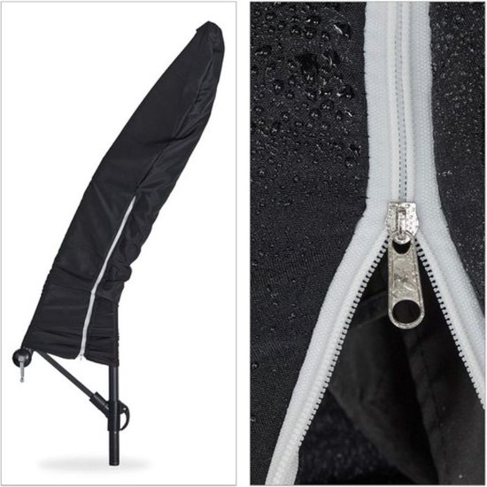 zweefparasol met voet - Ø 300 cm - met hoes en zwengel - draaibaar - kruisvoet - grijs