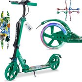 AREBOS Stepjes - Kinderstep - Voor Jongens en Meisjes vanaf 8 Jaar - tot 100kg - Lichtgevende Wielen - Fleshouder en Bel - Groen