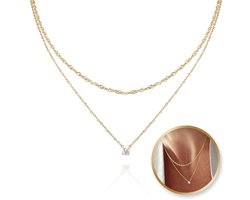 Dubbele ketting, 14k verguld chirurgisch staal