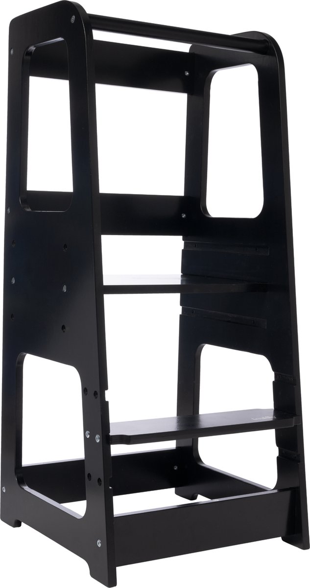 Toadly® Leertoren Sophia - Houten Opstapje voor Kinderen - Verstelbare Keukentoren - Veilig & Duurzaam - Zwart