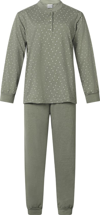 Lunatex - dames pyjama 124197 Leafs - groen - maat XXL