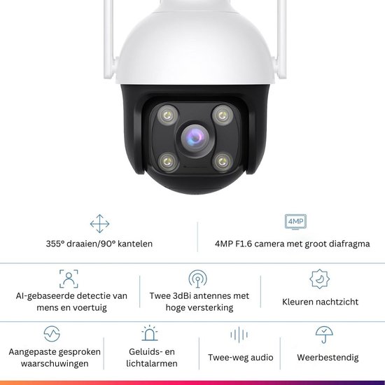 White-Label® Beveiligingscamera Draadloos Buiten - Bewakingscamera voor Binnen - Full HD - Wit van Merkloos — afbeelding 3