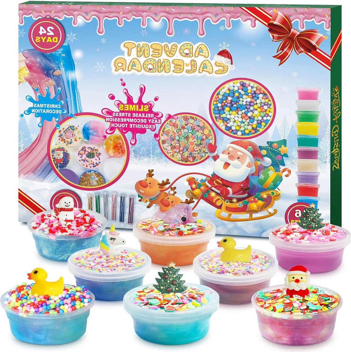 oCreon Slime Adventskalender 2024 voor Kinderen - 24 Dagen Countdown met Doe-het-Zelf Slijm