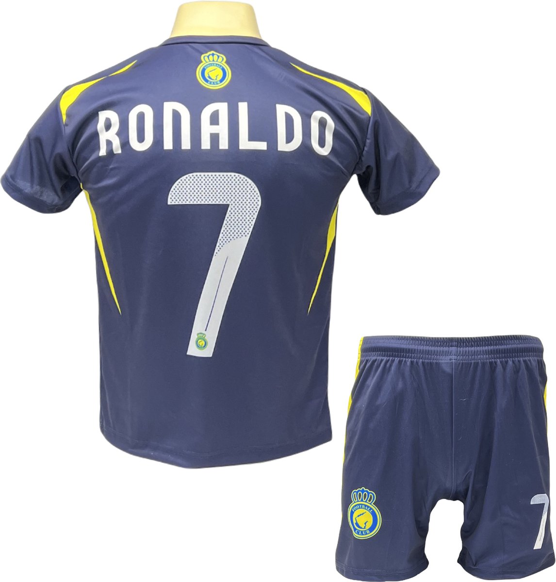 Ronaldo Voetbaltenue Al Nassr Blauw Uit Voetbalshirt en Broekje - Kinderen en Volwassenen - Maat S (164)