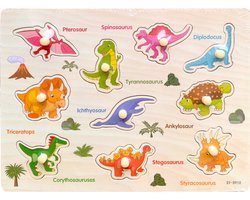 Legpuzzel Dinosaurus - Houten puzzel voor kinderen 1 jaar / 2 jaar / 3 jaar - Educatief speelgoed - Cadeau jongen / meisje - Baby / Dreumes / Peuter