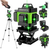 Bol.com Instava 4D 16-lijn Kruislijnlaser + Statief 12m - Zelfnivellerende 360° Graden Groene laser - Incl. 2x accu & handige dr... aanbieding