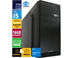 Intel Compleet Desktop PC | Intel Core i5 | 16 GB RAM | 512 GB SSD | DVD+RW | Windows 11 Pro | Business Office Multimedia Computer