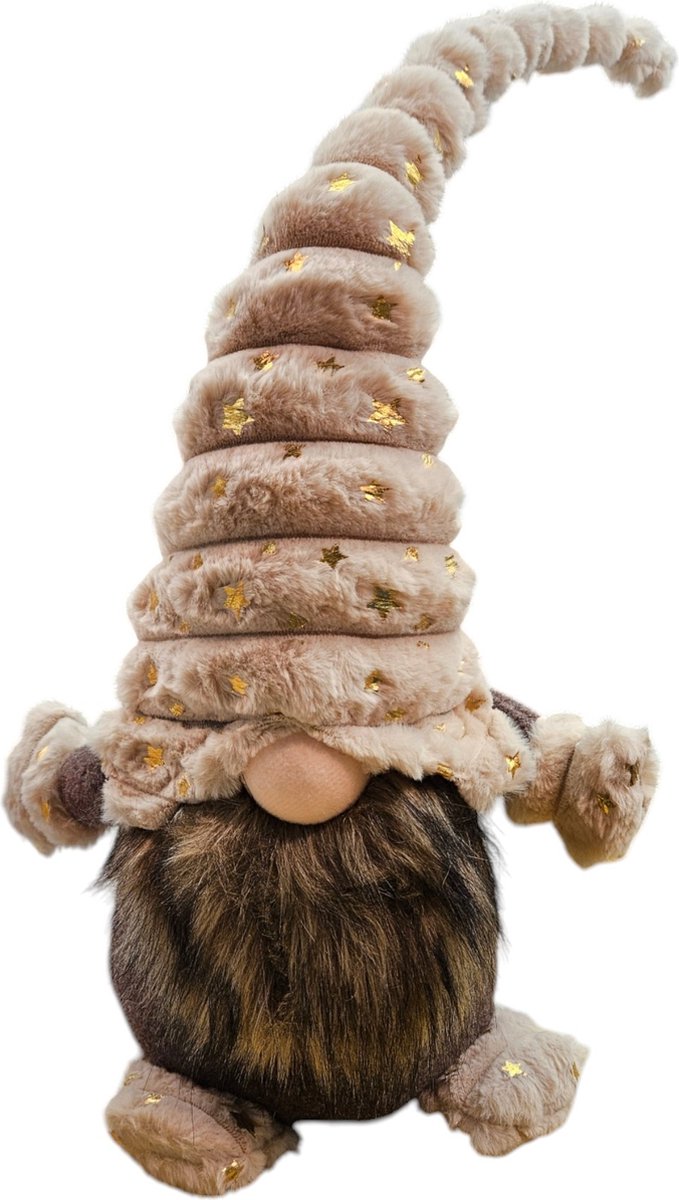 Gnome - Kabouter - Creme - Nude - Gouden sterren - 70 cm
