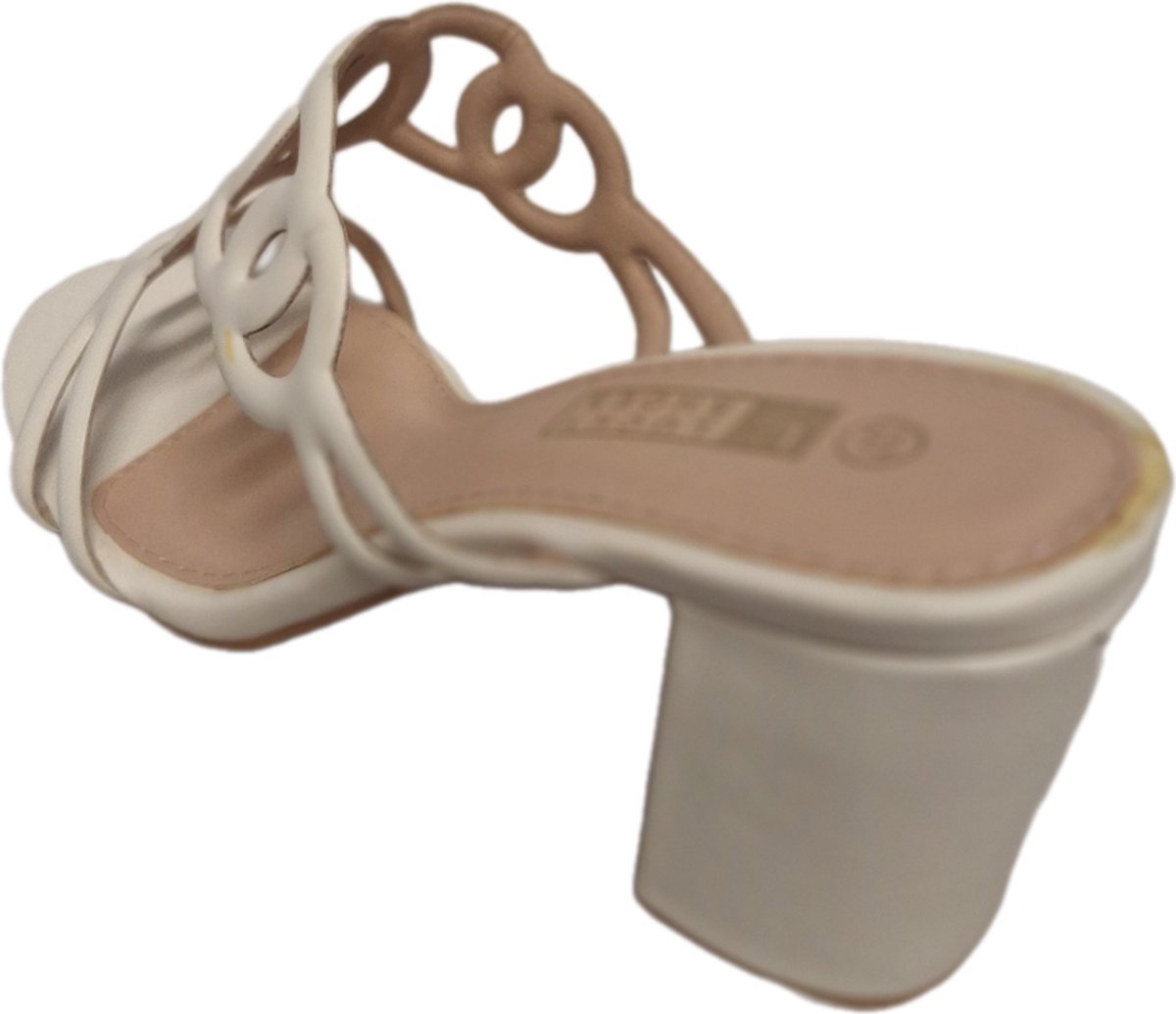 LUCKYSHOES-INSTAP SANDAL-LEDERLOOK-WHITE-37