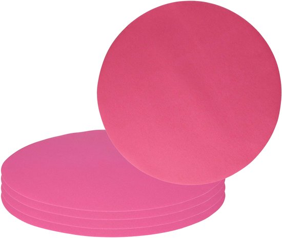 Wicotex Placemats Uni - 8x - fuchsia roze - rond 38 cm - anti slip laag - Teflon coating toplaag